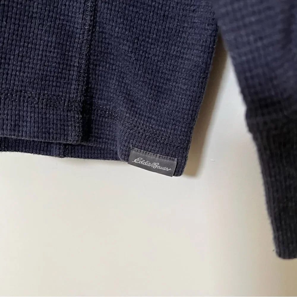 Eddie Bauer Thermal Shirt Mens Size XL Tall Heather Navy Long Sleeve Ultrasoft